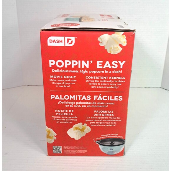 Dash Stirring Electric Popcorn Popper w/ Lid, Serving Bowl & Convenient Storage - Picture 7 of 7